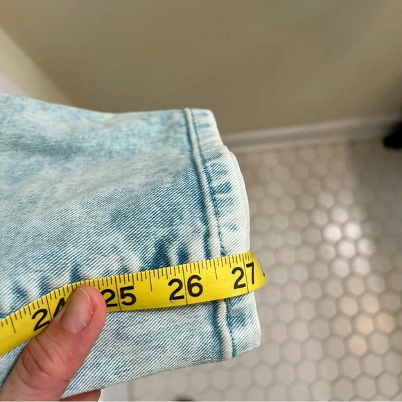 EXPRESS green tinted acid wash boyfriend jeans, size 10 - Picture 7 of 8